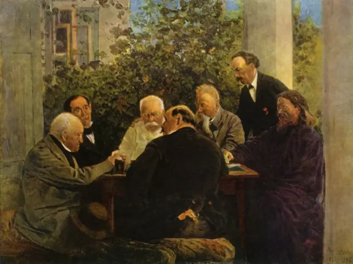 Framed Print : The Game of Cards, late 19th-early 20th century, (1965). Creator: Vladimir Makovsky Framed Print : The Game of Cards, late 19th-early 20th century, (1965). Creator: Vladimir Makovsky