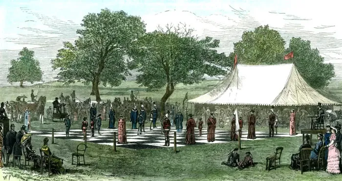 Framed Print : A Game at Chess with Living Pieces, 1882 Framed Print : A Game at Chess with Living Pieces, 1882