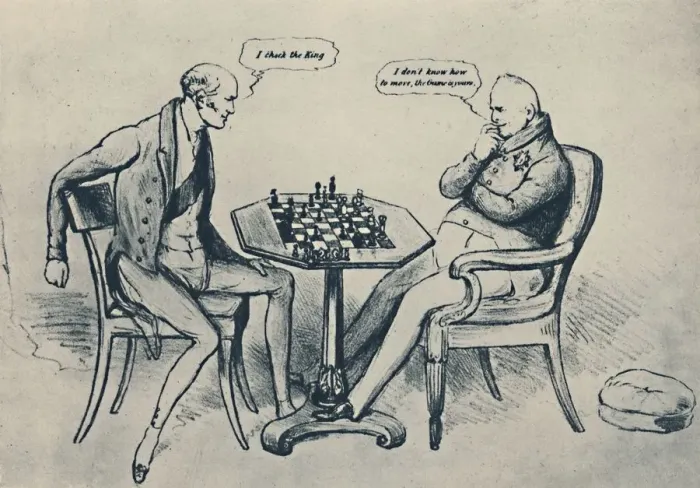 Framed Print : A Game at Chess: Lord Grey Playing William IV, 1948. Artist: John Doyle Framed Print : A Game at Chess: Lord Grey Playing William IV, 1948. Artist: John Doyle