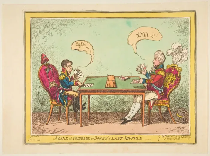 Framed Print : A Game of Cribbage or Boneys Last Shuffle, June 6, 1814. Creator: George Cruikshank Framed Print : A Game of Cribbage or Boneys Last Shuffle, June 6, 1814. Creator: George Cruikshank