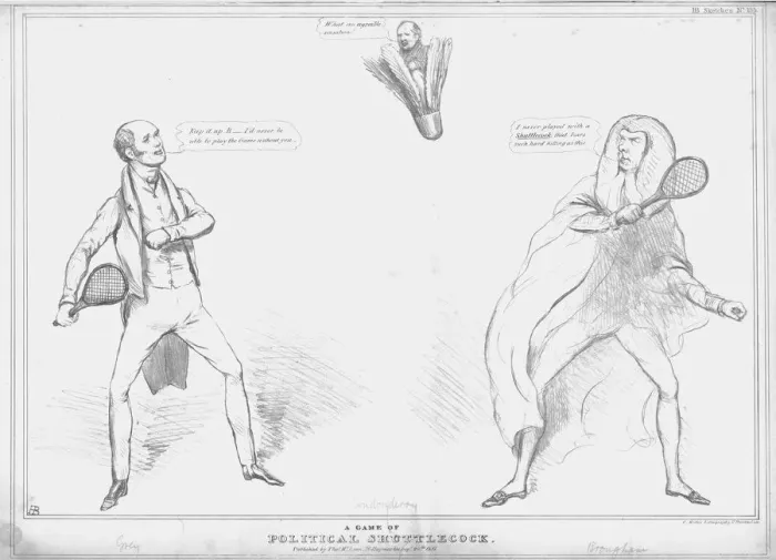 Framed Print : A game of Political Shuttlecock, 1831. Creator: John Doyle Framed Print : A game of Political Shuttlecock, 1831. Creator: John Doyle