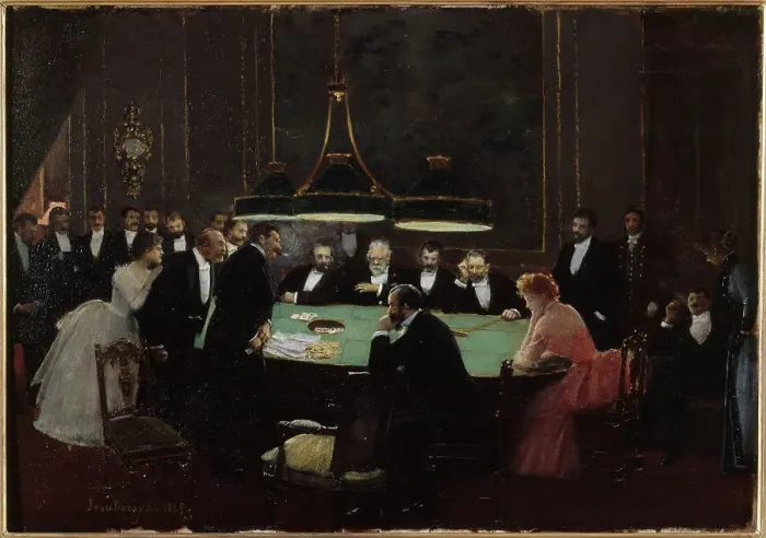 Framed Print : The games room, 1889. Creator: Jean Beraud Framed Print : The games room, 1889. Creator: Jean Beraud