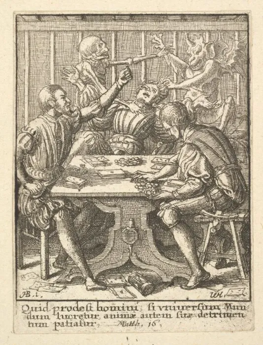 Framed Print : The Gamesters, from the Dance of Death, 1651. Creator: Wenceslaus Hollar Framed Print : The Gamesters, from the Dance of Death, 1651. Creator: Wenceslaus Hollar