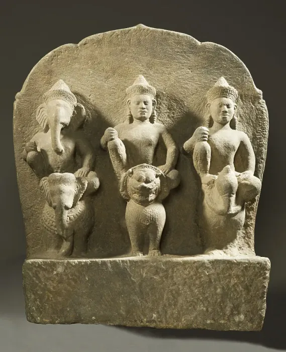 Framed Print : Ganesha, Shiva, and Karttikeya on Their Mounts, 10th century. Creator: Unknown Framed Print : Ganesha, Shiva, and Karttikeya on Their Mounts, 10th century. Creator: Unknown