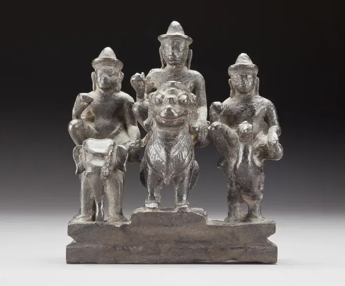 Framed Print : Ganesha, Shiva, and Karttikeya on Their Mounts, 13th century. Creator: Unknown Framed Print : Ganesha, Shiva, and Karttikeya on Their Mounts, 13th century. Creator: Unknown