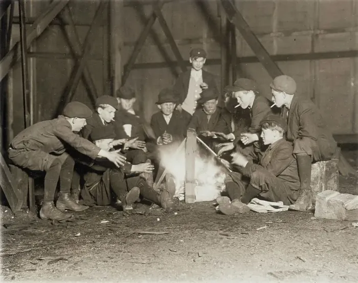 Framed Print : Gang of Newsboys at 10:00 p.m. 1910. Creator: Lewis Wickes Hine Framed Print : Gang of Newsboys at 10:00 p.m. 1910. Creator: Lewis Wickes Hine