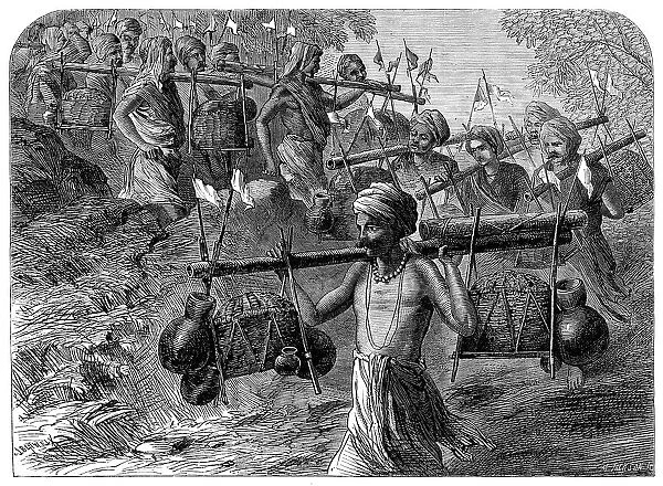 Ganges pilgrims passing a ghaut, 1864. Creator: Mason Jackson