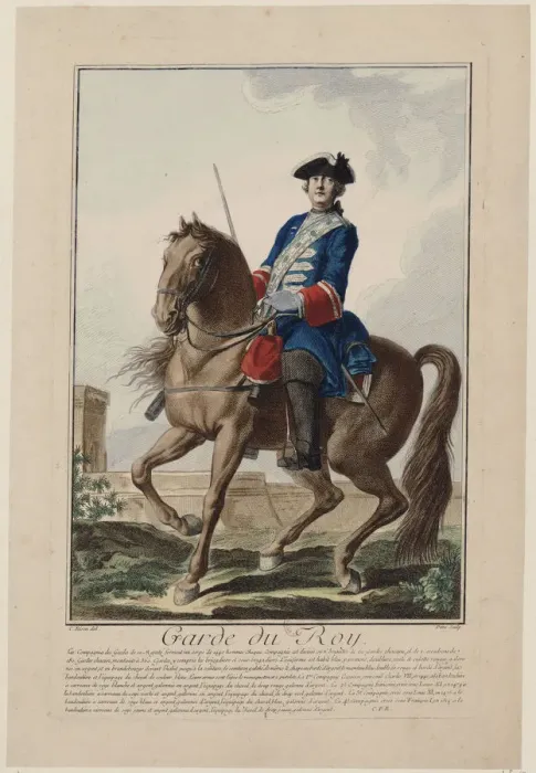 Framed Print : Garde du roi (Kings Bodyguard), 1756. Creator: De Fehrt, Antoine Jean (1723-1774) Framed Print : Garde du roi (Kings Bodyguard), 1756. Creator: De Fehrt, Antoine Jean (1723-1774)