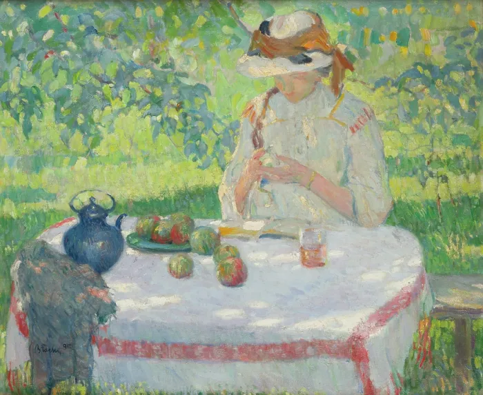 Framed Print : In the Garden, 1910. Creator: Wlodzimierz Blocki Framed Print : In the Garden, 1910. Creator: Wlodzimierz Blocki