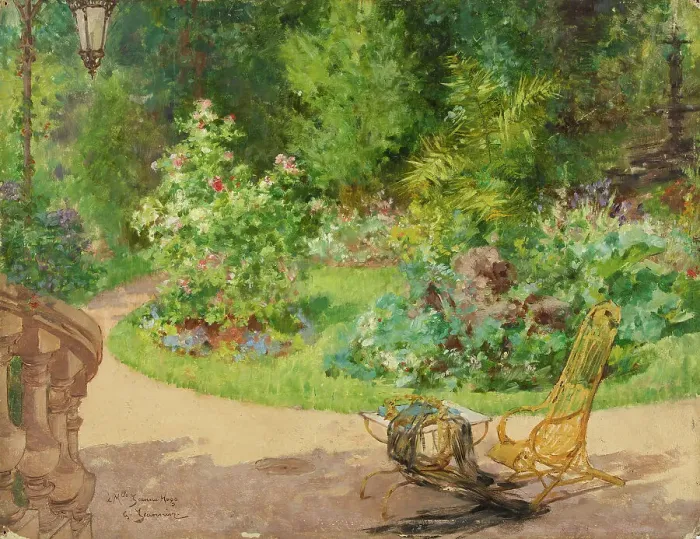 Framed Print : The garden of the avenue d'Eylau, 1885. Creator: Georges Jeannin Framed Print : The garden of the avenue d'Eylau, 1885. Creator: Georges Jeannin
