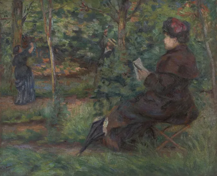 Framed Print : In the garden, c1880. Creator: Armand Guillaumin Framed Print : In the garden, c1880. Creator: Armand Guillaumin