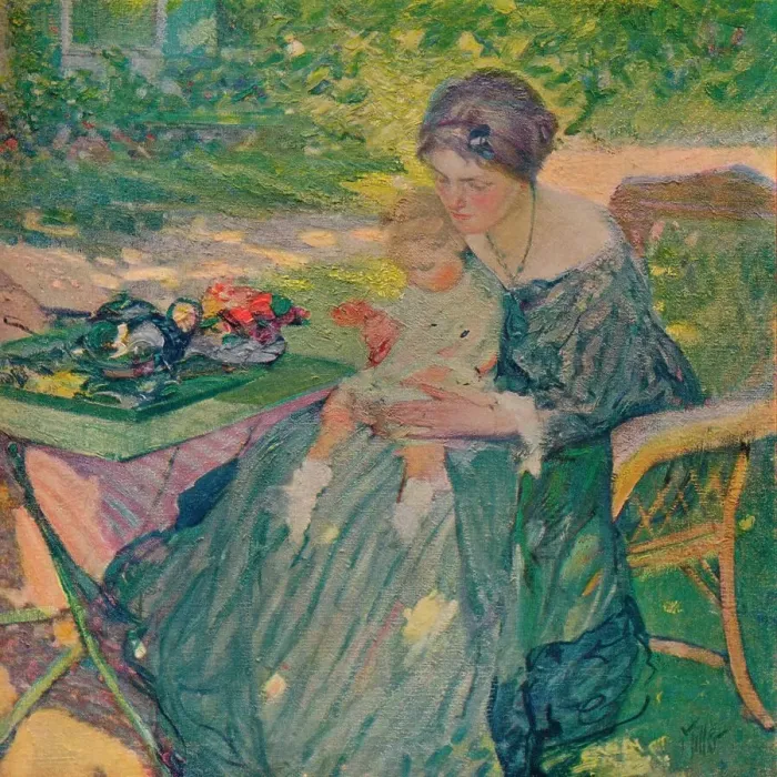 Framed Print : In The Garden, c1911. Artist: Richard Emile Miller Framed Print : In The Garden, c1911. Artist: Richard Emile Miller