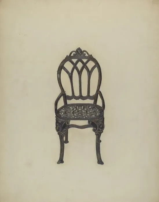 Framed Print : Garden Chair, c. 1938. Creator: Katherine Hastings Framed Print : Garden Chair, c. 1938. Creator: Katherine Hastings