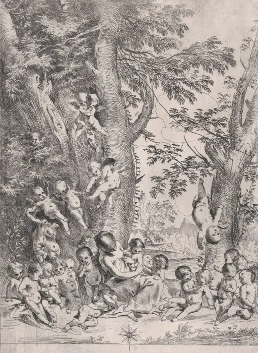 Framed Print : The Garden of Charity, ca. 1631-37. Creator: Pietro Testa Framed Print : The Garden of Charity, ca. 1631-37. Creator: Pietro Testa