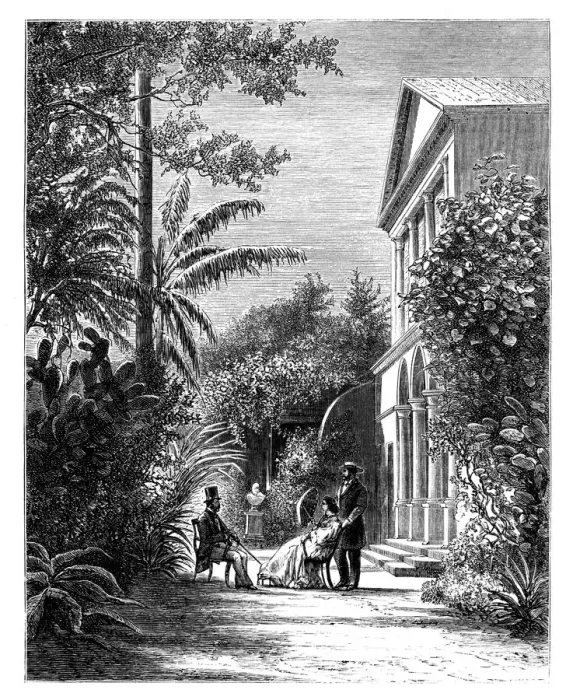 Framed Print : The garden of a city house, 19th century. Artist: H Stock Framed Print : The garden of a city house, 19th century. Artist: H Stock
