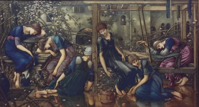 Framed Print : The Garden Court, 1875-1880. Creator: Burne-Jones, Sir Edward Coley (1833-1898) Framed Print : The Garden Court, 1875-1880. Creator: Burne-Jones, Sir Edward Coley (1833-1898)