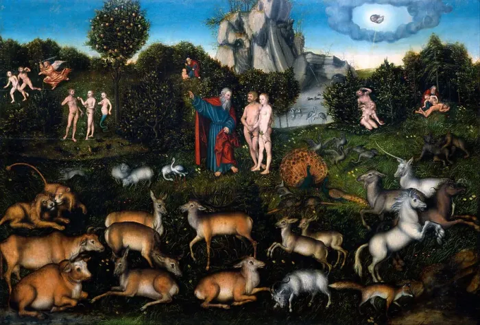 Framed Print : The Garden of Eden, 1530. Artist: Cranach, Lucas, the Elder (1472-1553) Framed Print : The Garden of Eden, 1530. Artist: Cranach, Lucas, the Elder (1472-1553)