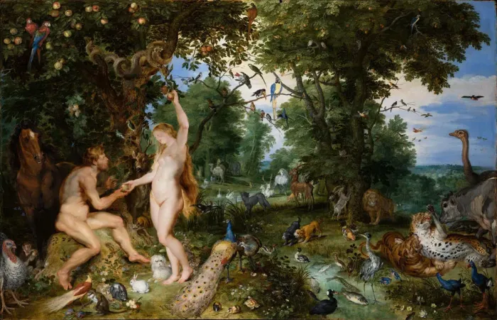 Framed Print : The Garden of Eden with the Fall of Man, c. 1615. Creator: Brueghel, Jan, the Elder (1568-1625) Framed Print : The Garden of Eden with the Fall of Man, c. 1615. Creator: Brueghel, Jan, the Elder (1568-1625)