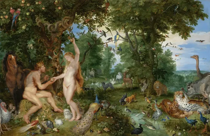 Framed Print : The Garden of Eden with the Fall of Man. Creators: Jan Brueghel the Elder, Peter Paul Rubens Framed Print : The Garden of Eden with the Fall of Man. Creators: Jan Brueghel the Elder, Peter Paul Rubens