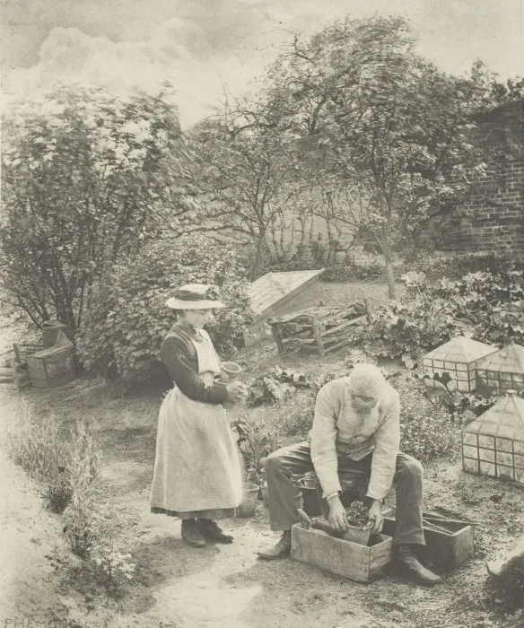 Framed Print : A Garden End (Suffolk), c. 1883 / 87, printed 1888. Creator: Peter Henry Emerson Framed Print : A Garden End (Suffolk), c. 1883 / 87, printed 1888. Creator: Peter Henry Emerson