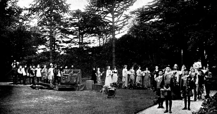 Framed Print : Garden Fete in the grounds of Otterspool House, Liverpool:play adapted from Chaucer, 1895. Creator: Unknown Framed Print : Garden Fete in the grounds of Otterspool House, Liverpool:play adapted from Chaucer, 1895. Creator: Unknown
