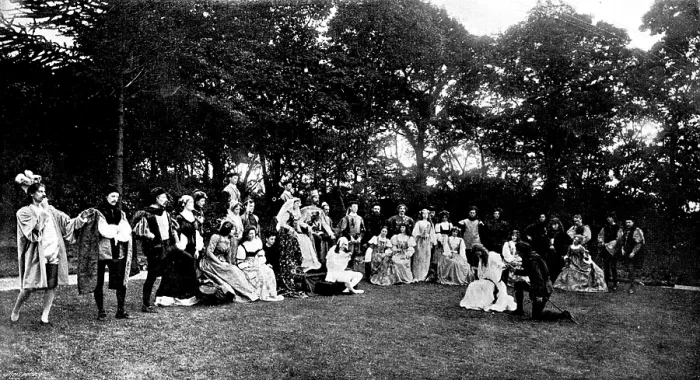 Framed Print : Garden Fete in the grounds of Otterspool House, Liverpool:play adapted from Chaucer, 1895. Creator: Unknown Framed Print : Garden Fete in the grounds of Otterspool House, Liverpool:play adapted from Chaucer, 1895. Creator: Unknown