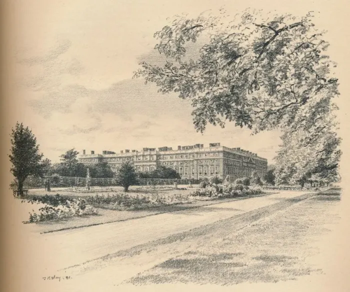 Framed Print : The Garden Fronts of Hampton Court Palace, 1902. Artist: Thomas Robert Way Framed Print : The Garden Fronts of Hampton Court Palace, 1902. Artist: Thomas Robert Way