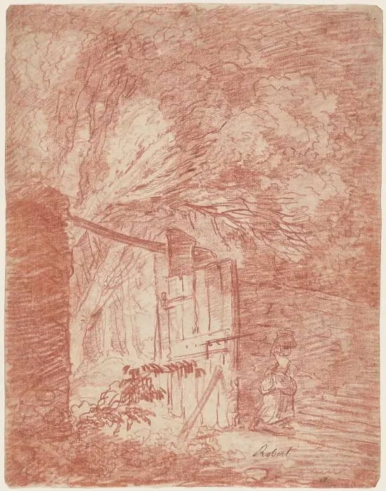 Framed Print : The Garden Gate, 1760 / 1765. Creator: Hubert Robert Framed Print : The Garden Gate, 1760 / 1765. Creator: Hubert Robert