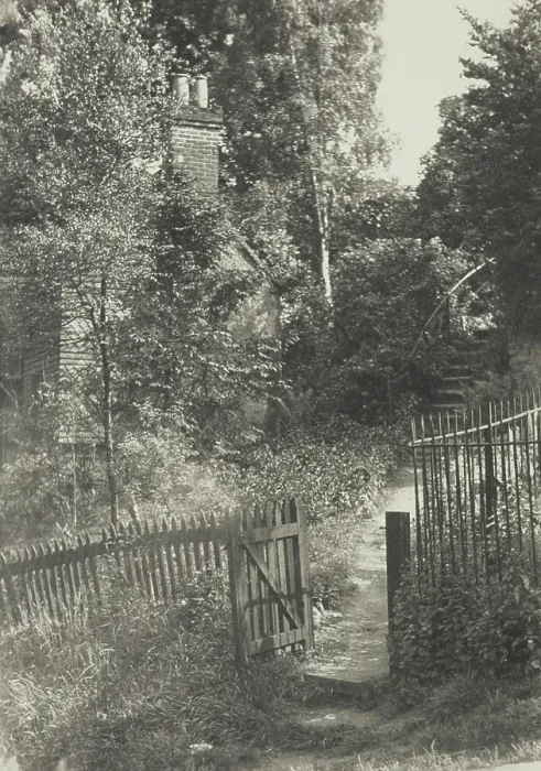 Framed Print : The garden gate. From the album: Photograph album - England, 1920s. Creator: Harry Moult Framed Print : The garden gate. From the album: Photograph album - England, 1920s. Creator: Harry Moult