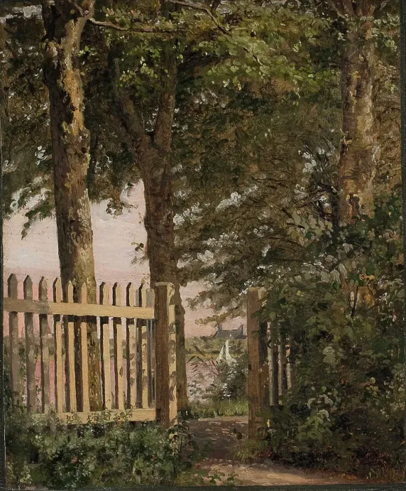 Framed Print : The Garden Gate of the Artist's Home at Blegdammen, 1843-1844. Creator: Christen Købke Framed Print : The Garden Gate of the Artist's Home at Blegdammen, 1843-1844. Creator: Christen Købke