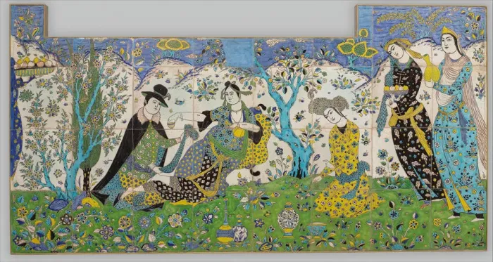Framed Print : Garden Gathering, Iran, 1640-50. Creator: Unknown Framed Print : Garden Gathering, Iran, 1640-50. Creator: Unknown