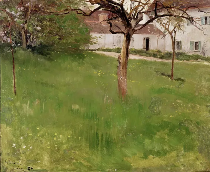 Framed Print : A Garden in Grez, 1884. Creator: Georg Pauli Framed Print : A Garden in Grez, 1884. Creator: Georg Pauli