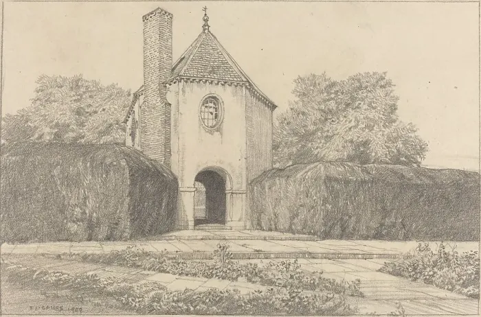 Framed Print : Garden House, 1909. Creator: Frederick Landseer Maur Griggs Framed Print : Garden House, 1909. Creator: Frederick Landseer Maur Griggs