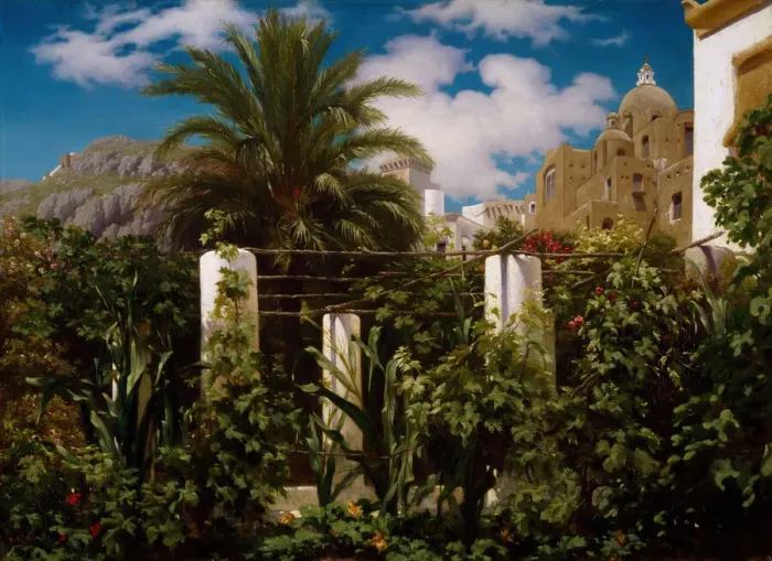 Framed Print : Garden of an Inn, Capri, 1859. Creator: Frederic Leighton Framed Print : Garden of an Inn, Capri, 1859. Creator: Frederic Leighton