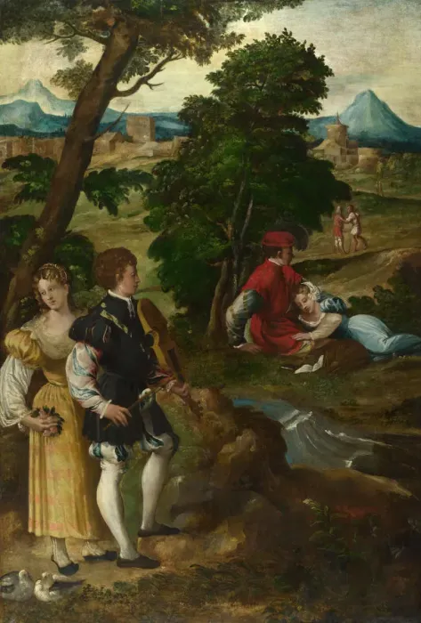 Framed Print : The Garden of Love, c. 1535-1550. Artist: Bernardino da Asola (1490-1535) Framed Print : The Garden of Love, c. 1535-1550. Artist: Bernardino da Asola (1490-1535)