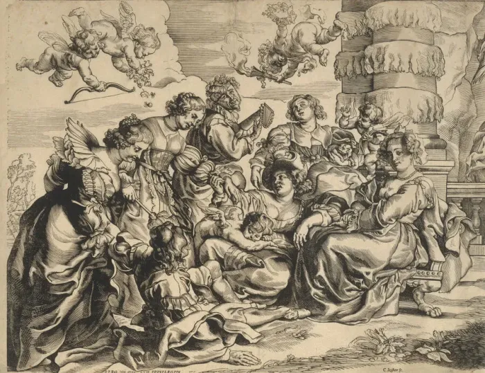 Framed Print : The Garden of Love (left block), 1630s. Creator: Christoffel Jegher Framed Print : The Garden of Love (left block), 1630s. Creator: Christoffel Jegher