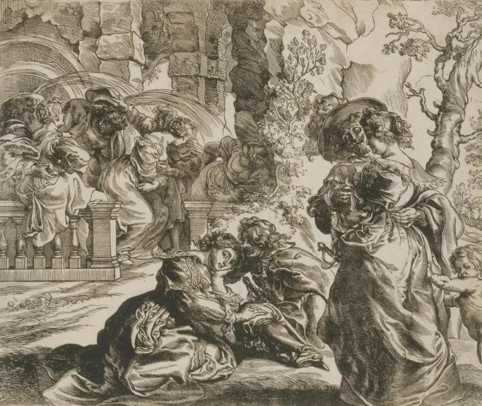 Framed Print : The Garden of Love (right block), 1630s. Creator: Christoffel Jegher Framed Print : The Garden of Love (right block), 1630s. Creator: Christoffel Jegher