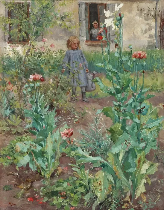 Framed Print : Garden in Paris, 1885. Creator: Otto Stark