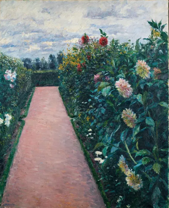 Framed Print : Garden Path with Dahlias in Petit Gennevilliers, 1890-1891 Framed Print : Garden Path with Dahlias in Petit Gennevilliers, 1890-1891