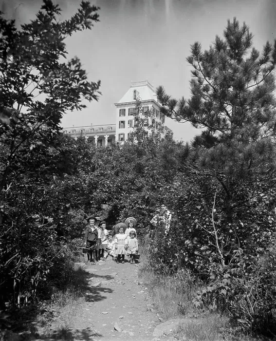 Framed Print : Garden path at Hotel Kaaterskill, Catskill Mts. N.Y. between 1895 and 1910. Creator: Unknown Framed Print : Garden path at Hotel Kaaterskill, Catskill Mts. N.Y. between 1895 and 1910. Creator: Unknown