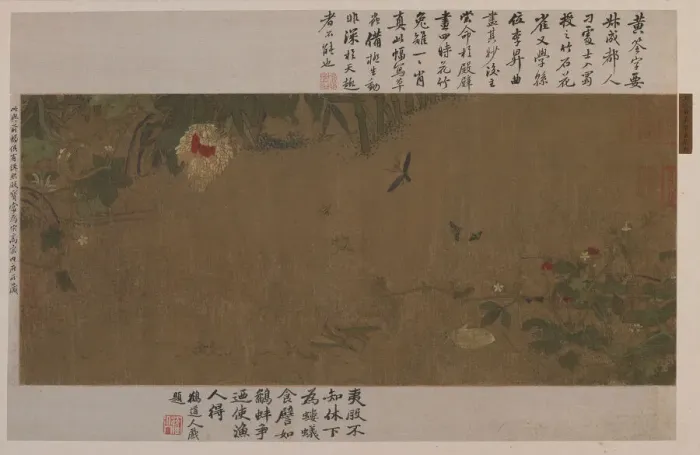 Framed Print : A garden-piece: flowers, fighting grasshoppers, ants and other insects, Ming dynasty Framed Print : A garden-piece: flowers, fighting grasshoppers, ants and other insects, Ming dynasty