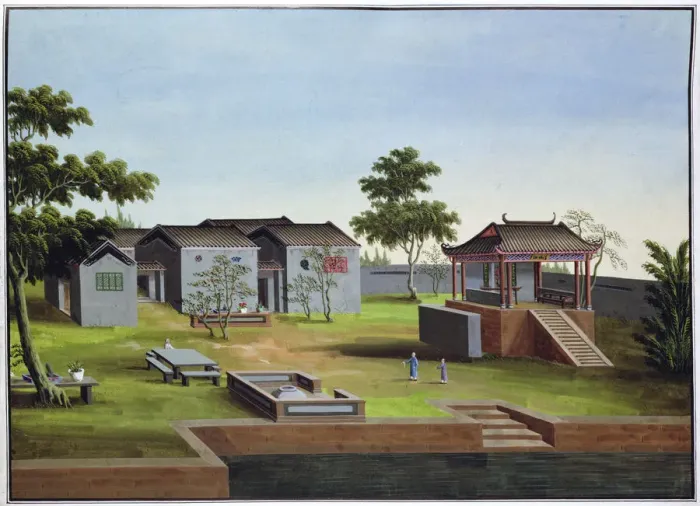 Framed Print : Garden scene, China, c1820-1840 Framed Print : Garden scene, China, c1820-1840