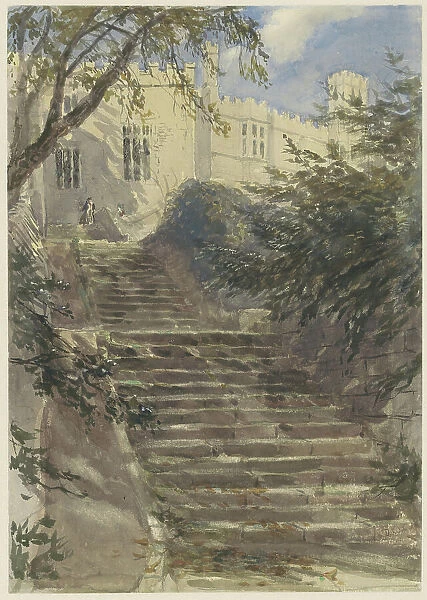 Garden stairs at Haddon Hall (Derbyshire), 1831-1859. Creator: David Cox the Elder