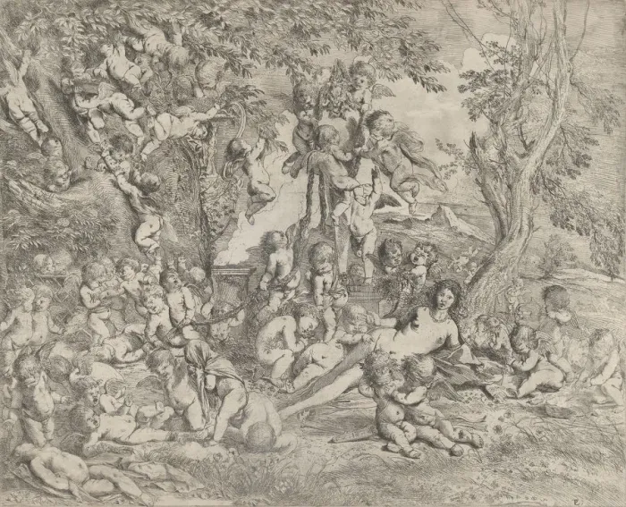 Framed Print : The Garden of Venus who reclines in the centre before a herm of Pan and surrounded Framed Print : The Garden of Venus who reclines in the centre before a herm of Pan and surrounded