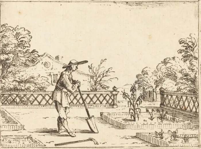Framed Print : The Gardener, 1628. Creator: Jacques Callot Framed Print : The Gardener, 1628. Creator: Jacques Callot