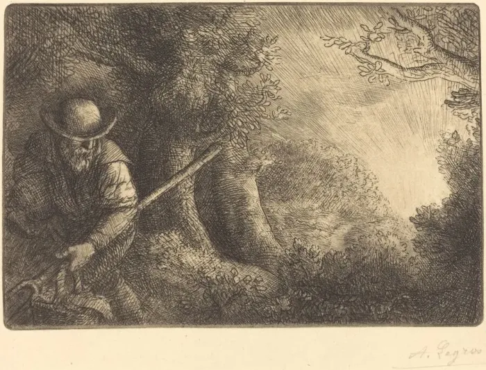 Framed Print : The Gardener (Le jardinier). Creator: Alphonse Legros Framed Print : The Gardener (Le jardinier). Creator: Alphonse Legros