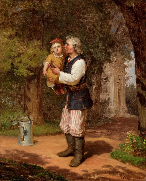 Framed Print : Gardener and a Little Colonel, 1855. Creator: Wojciech Gerson Framed Print : Gardener and a Little Colonel, 1855. Creator: Wojciech Gerson