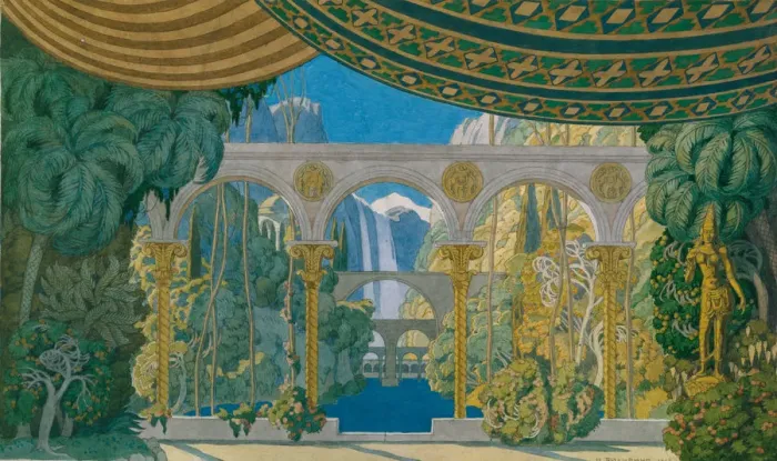 Framed Print : The Gardens of Chernomor. Stage design for the opera Ruslan and Ludmila by M. Glinka, 1913. Artist: Bilibin, Ivan Yakovlevich (1876-1942)