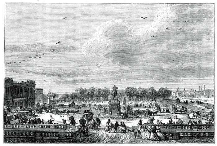 Framed Print : The gardens of a French palace of King Louis XV, 1763 (1885). Artist: Moreau Framed Print : The gardens of a French palace of King Louis XV, 1763 (1885). Artist: Moreau