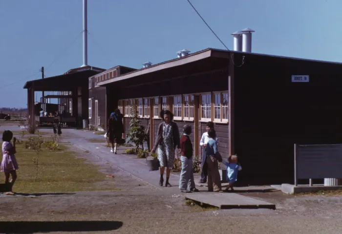 Framed Print : Gardens are planted in front of the row shelters, FSA... labor camp, Robstown, Tex. 1942. Creator: Arthur Rothstein Framed Print : Gardens are planted in front of the row shelters, FSA... labor camp, Robstown, Tex. 1942. Creator: Arthur Rothstein